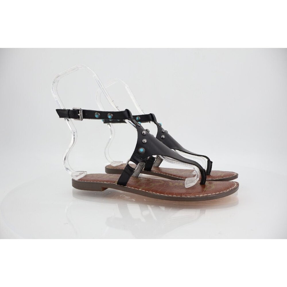 Sam Edelman Women Galena Sandal Size 10 Thong Strappy Black Rhinestone Gemstone